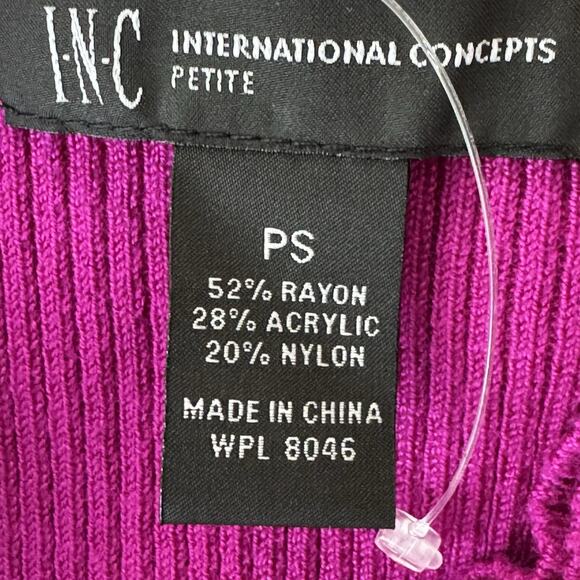 NWT INC International Concept Knit Ribbed Peplum Top Petite Size S Pink Stretch - Picture 12 of 12